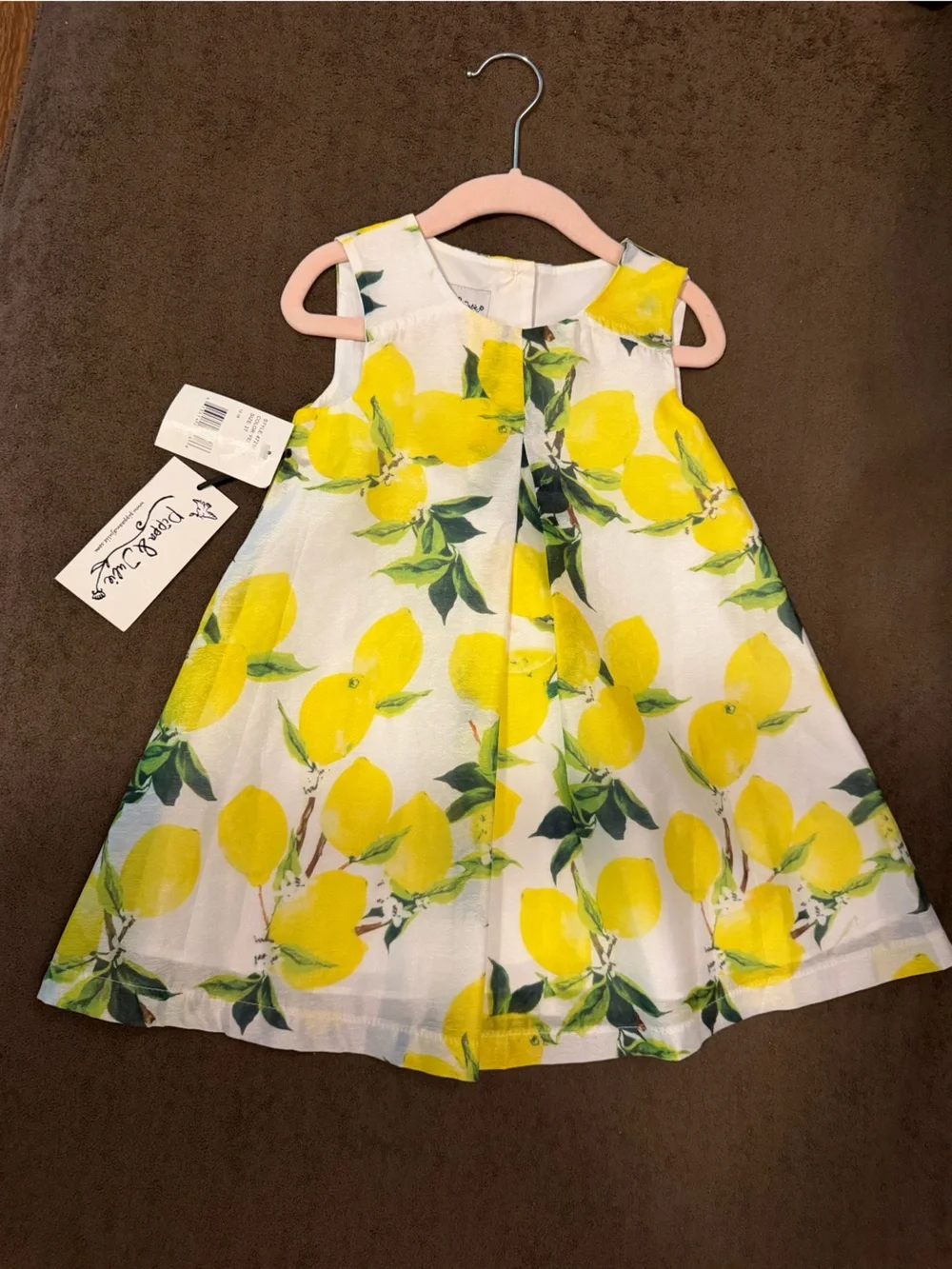 Pippa & Julie White Dress with Yellow Lemon Print
